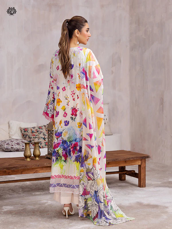 Pretty Petals By Gulljee Printed Embroidered Lawn Collection - D10