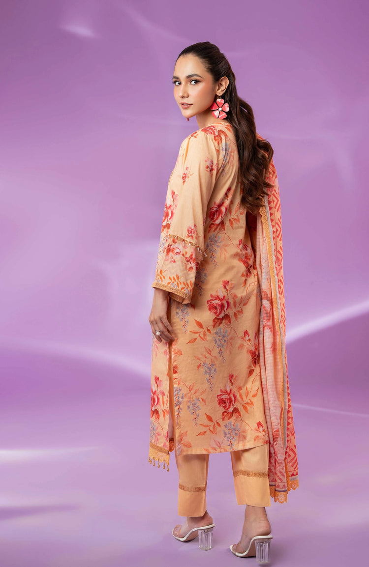 COLORS ALZOHAIB Bana Dupatta 3-Piece Unstitched Lawn-CDB-24-11