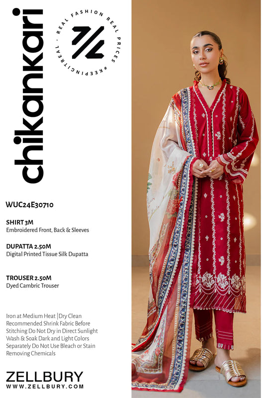 ZELLBURY CHIKANKARI UN-STITCHED LAWN EMBROIDERED [Z-0710 ]