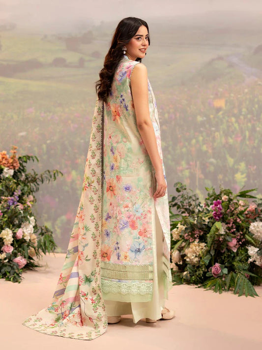 CHIKANKARI 3-Piece Unstitched Digital Printed Lawn Suit