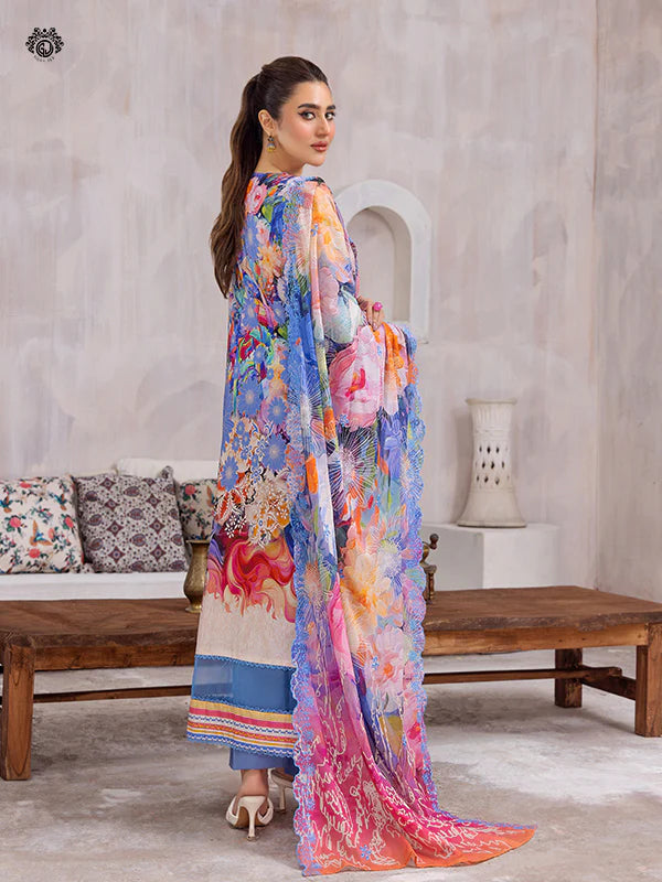 Pretty Petals By Gulljee Printed Embroidered Lawn Collection - D11