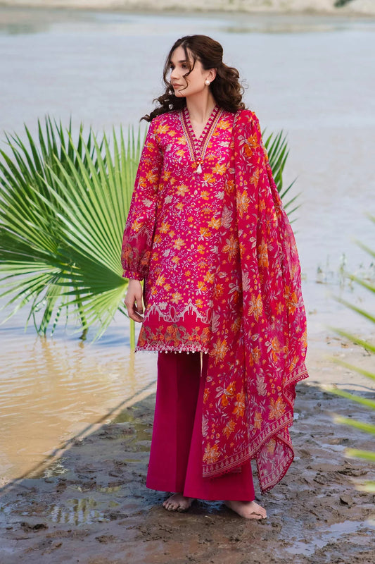 3 Piece Unstitched Embroidered Suit | 409-A