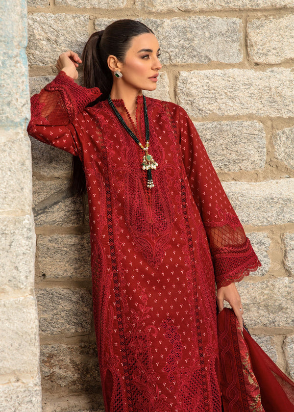 Dancing Paisleys - Ruby-Crimson