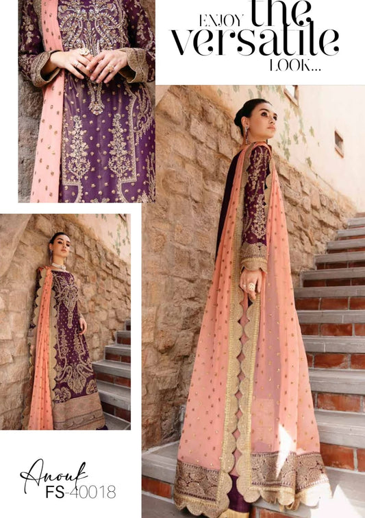 FREESIA LUXURY CHIFFON UN-STITCHED 3PC | FS-40018