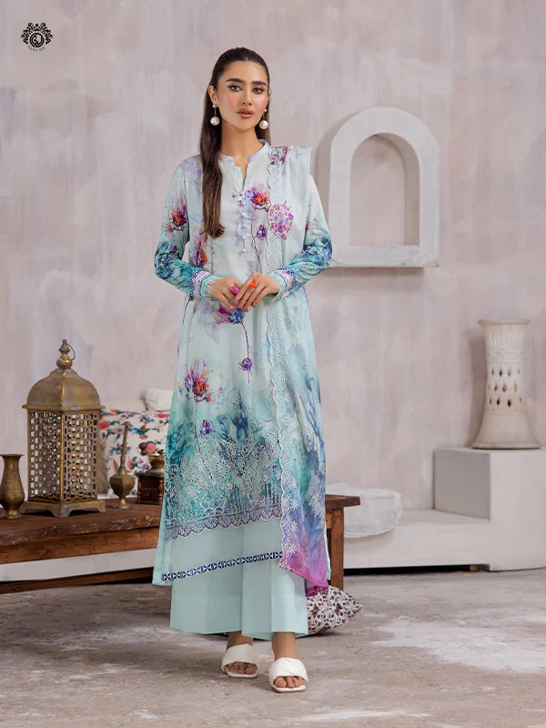 Pretty Petals By Gulljee Printed Embroidered Lawn Collection - D12