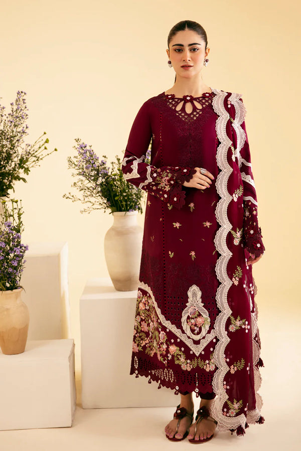 QLINEKARI BY QALAMKAR UN-STICHED 3PC|SQ-11 ZENAL