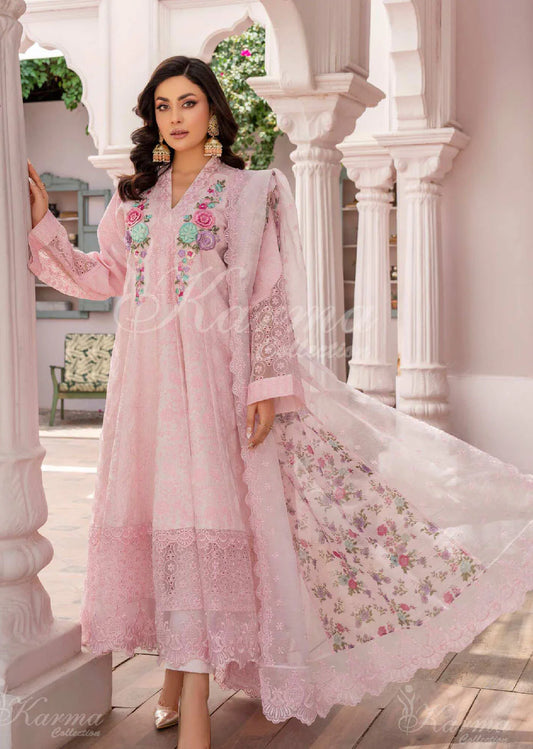 MAH - E ROOH BY KARMA STITCHED LAWN KC-1372 (BLUSH PINK)