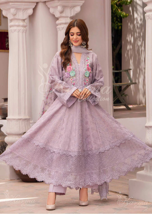 MAH - E ROOH BY KARMA STITCHED LAWN KC-1372 (PERIWINKLE)