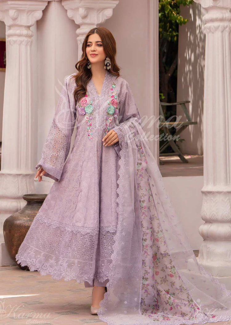 MAH - E ROOH BY KARMA STITCHED LAWN KC-1372 (PERIWINKLE)