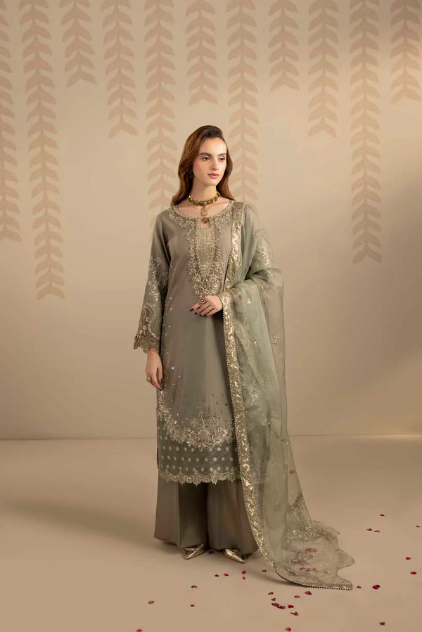 ZARDOZI SILK- OLIVE GREEN