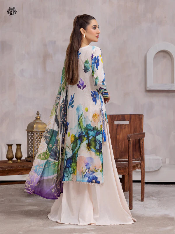 Pretty Petals By Gulljee Printed Embroidered Lawn Collection - D01