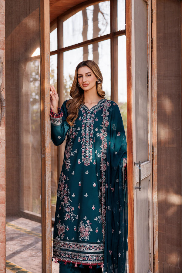 FARASHA DASTOOR UN-STICHED 3PC|EMERALD CHARM