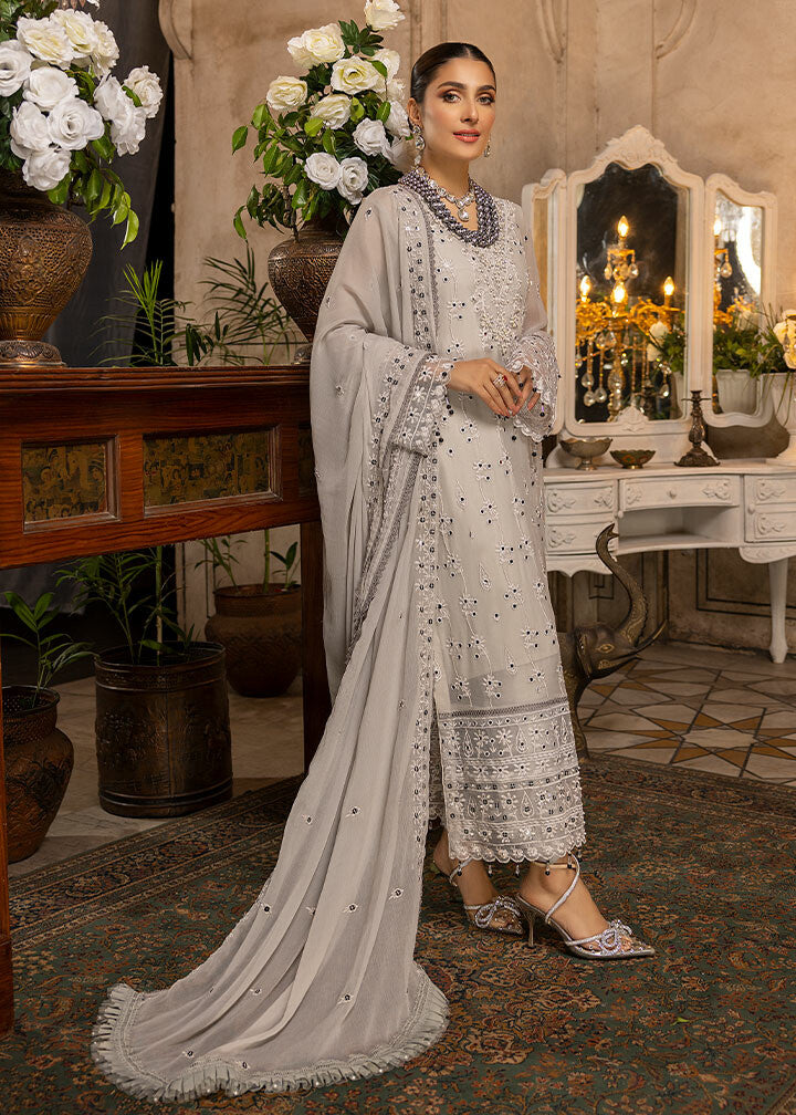 MERAKISH LUXURY CHIFFON UNSTITCHED 3P| BY SHAHZEB - CLOUD GRAY