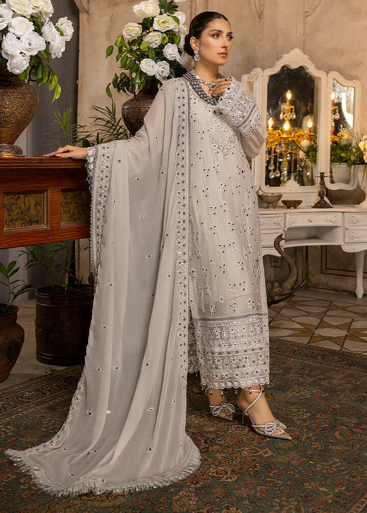 MERAKISH LUXURY CHIFFON UNSTITCHED 3P| BY SHAHZEB - CLOUD GRAY