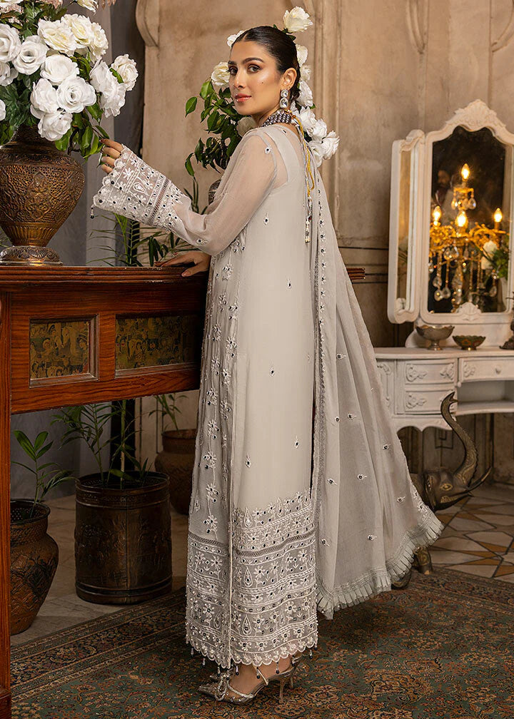 MERAKISH LUXURY CHIFFON UNSTITCHED 3P| BY SHAHZEB - CLOUD GRAY