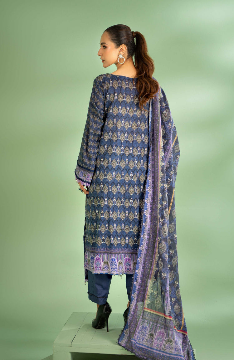 COLORS ALZOHAIB Bana Dupatta 3-Piece Unstitched Lawn-CDB-24-02