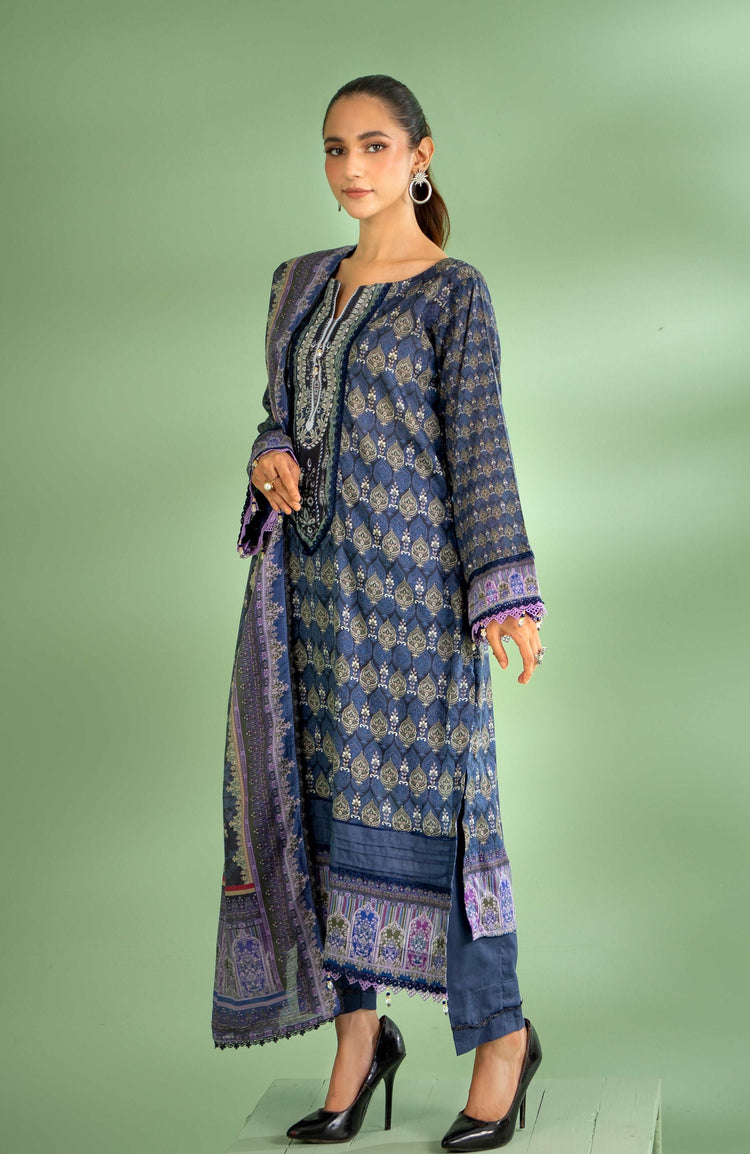 COLORS ALZOHAIB Bana Dupatta 3-Piece Unstitched Lawn-CDB-24-02