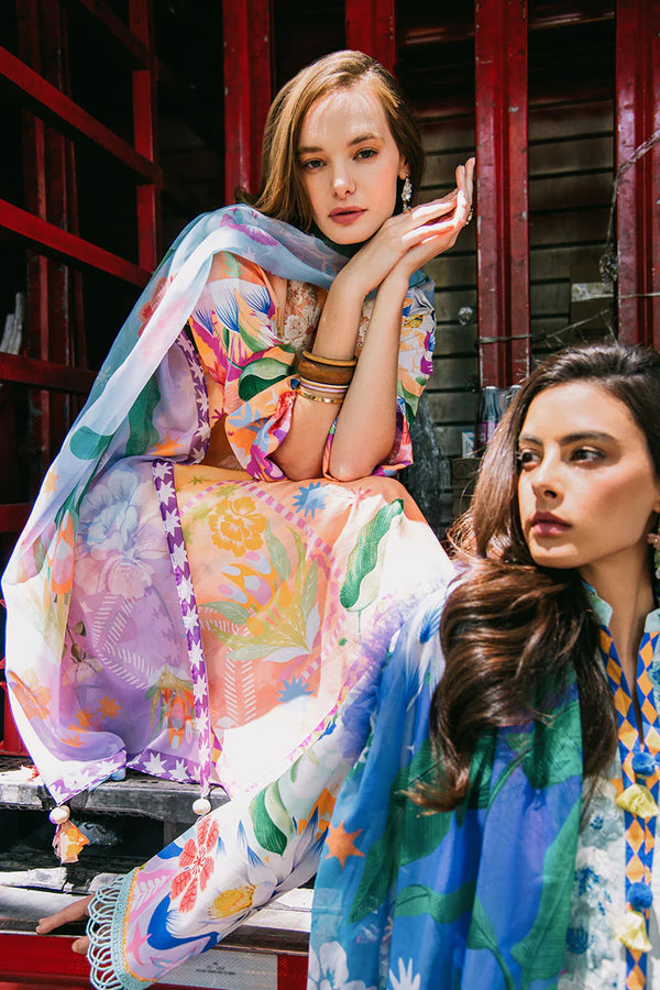 LA DOLCE BY HEMLINE UN-STITCHED 3PC | FLAMING ROSES