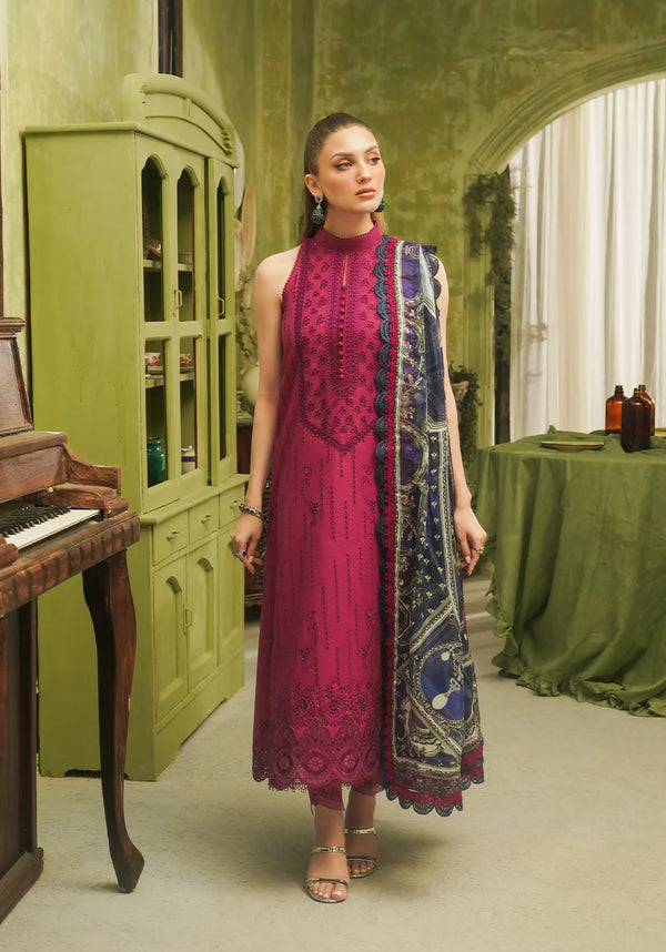 ZARQASH TRESOR UN-STICHED 3PC|ZQT 0012 ROSA