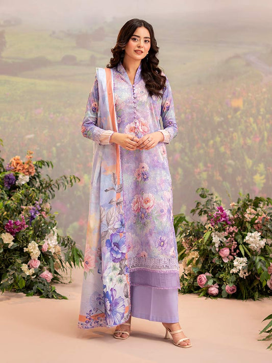 CHIKANKARI 3-Piece Unstitched Digital Printed Lawn Suit