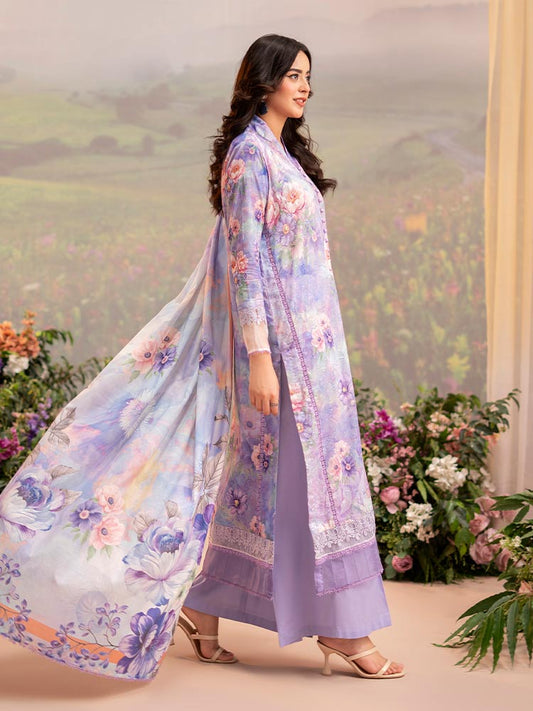 CHIKANKARI 3-Piece Unstitched Digital Printed Lawn Suit
