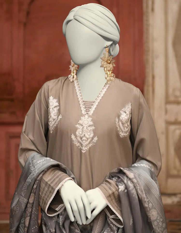 GREY LAWN EMBROIDERED 3PC | JLAWN-S-25-065