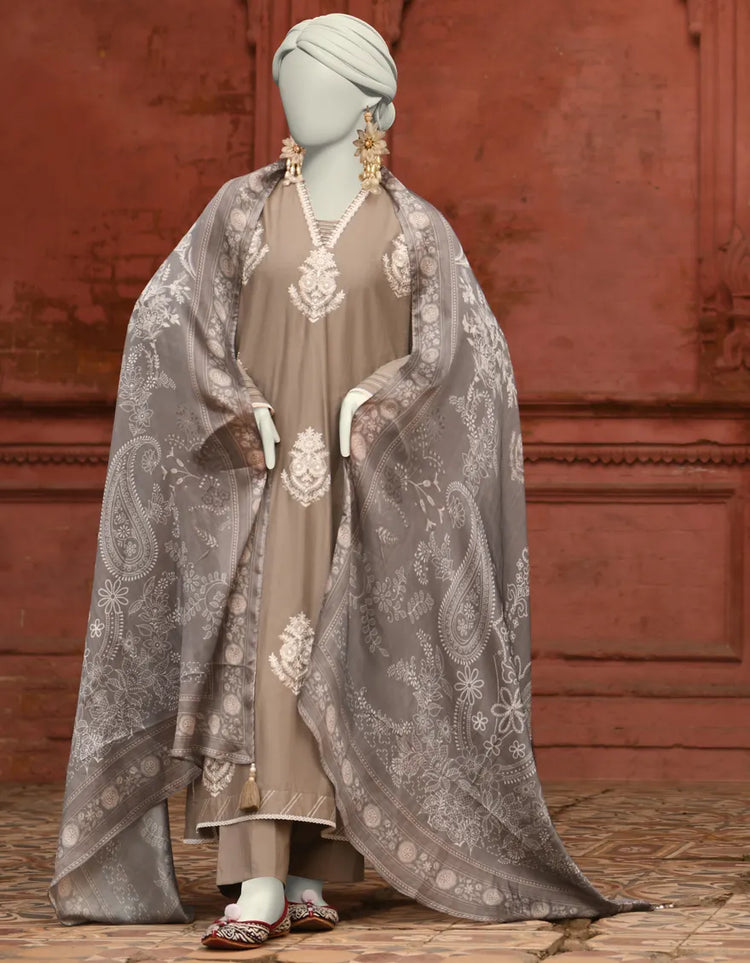 GREY LAWN EMBROIDERED 3PC | JLAWN-S-25-065