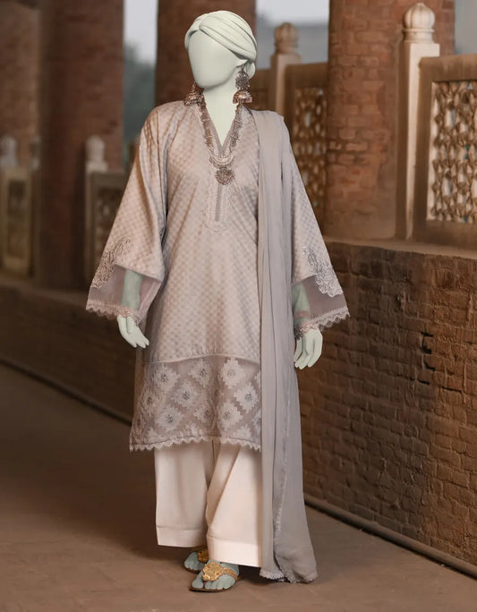 GREY DOBBY EMBROIDERED 2PC | JLAWN-S-JDS-25-1008
