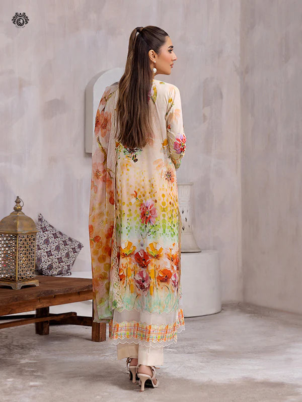 Pretty Petals By Gulljee Printed Embroidered Lawn Collection - D02