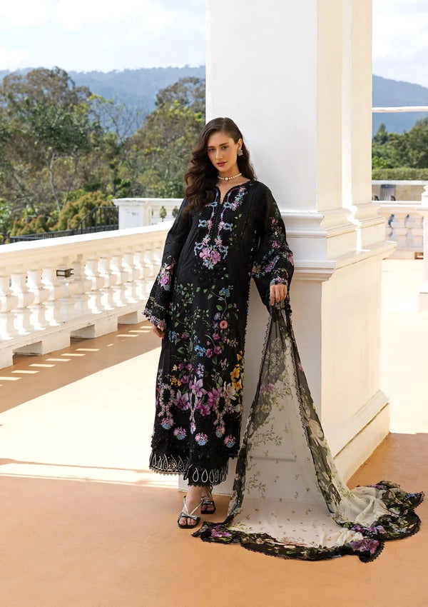 ELAF SIGNATURE EMBROIDERED LAWN 3PC | BLACK THRONE