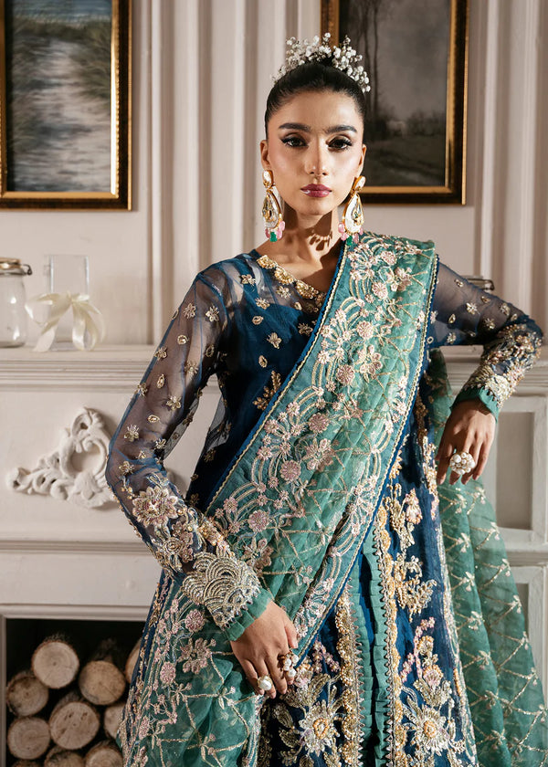 INAYAT ALIF BY AJR LUXURY WEDDING UN-STITCHED 3PC| REGAL SAPPHIRE