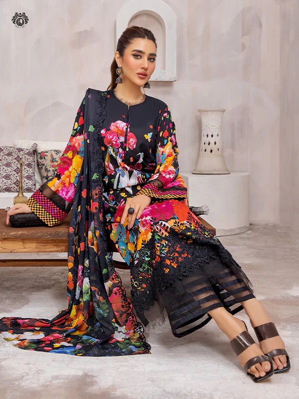 Pretty Petals By Gulljee Printed Embroidered Lawn Collection - D03