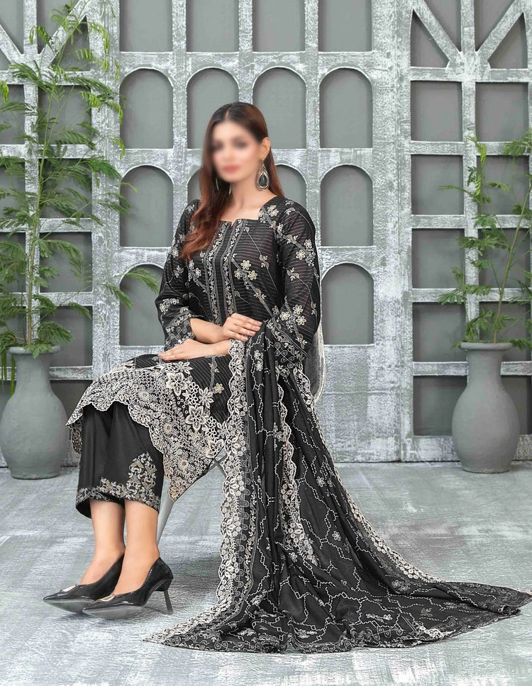 Sameeha Emb Paste Print Cutwork Dupatta By Tawakkal Fab D-1918