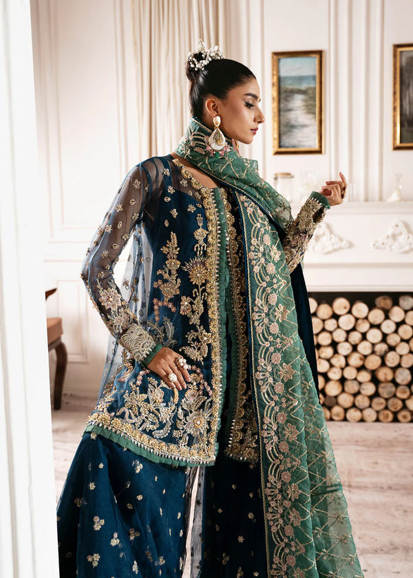 INAYAT ALIF BY AJR LUXURY WEDDING UN-STITCHED 3PC| REGAL SAPPHIRE
