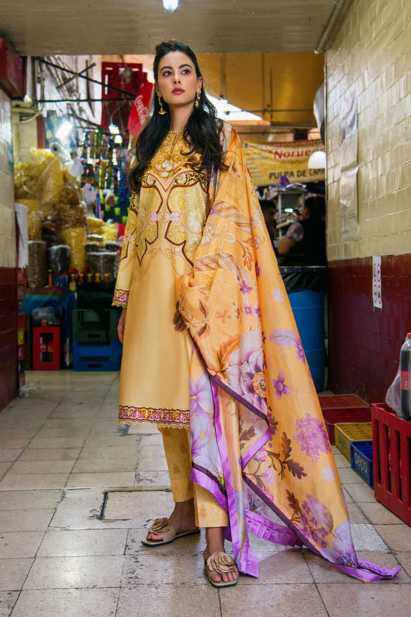 LA DOLCE BY HEMLINE UN-STITCHED 3PC | BLOSSING ALMOND