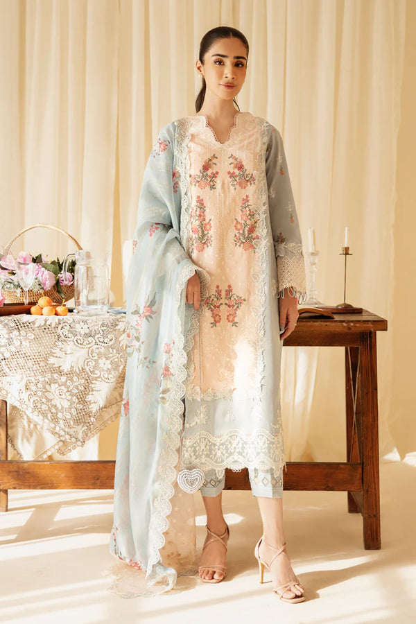 QLINEKARI BY QALAMKAR UN-STICHED 3PC|SQ-15 NEYLAN