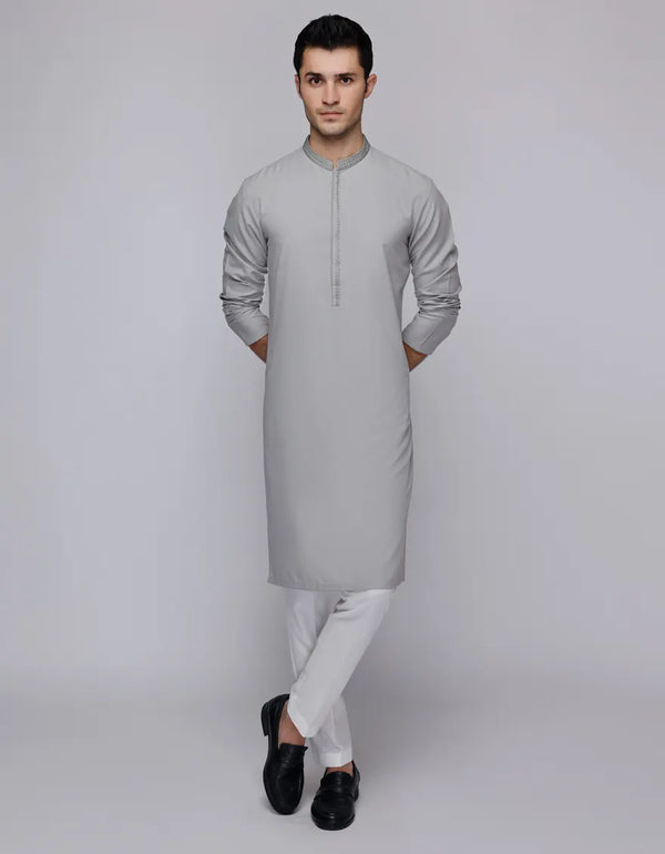 SMOKE GREY BLENDED KURTA | JJK-A-33058