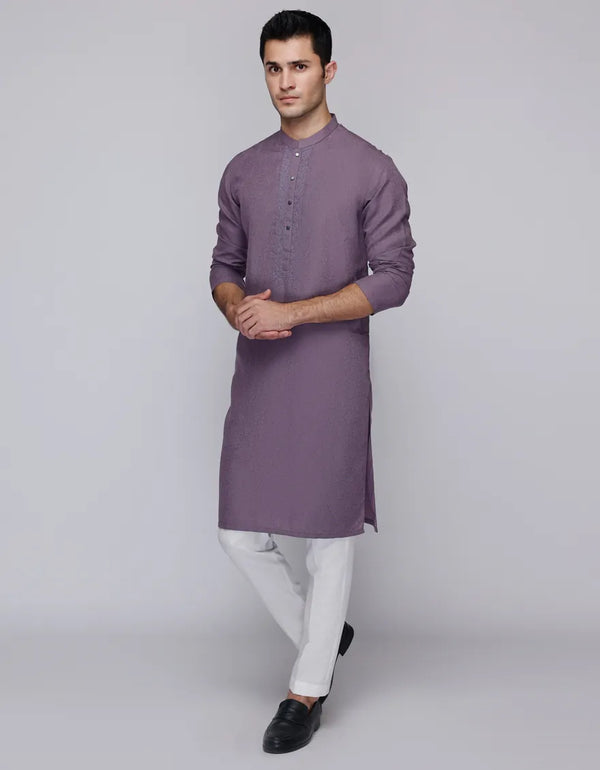 LIGHT PURPLE BLENDED KURTA | JJK-A-33114