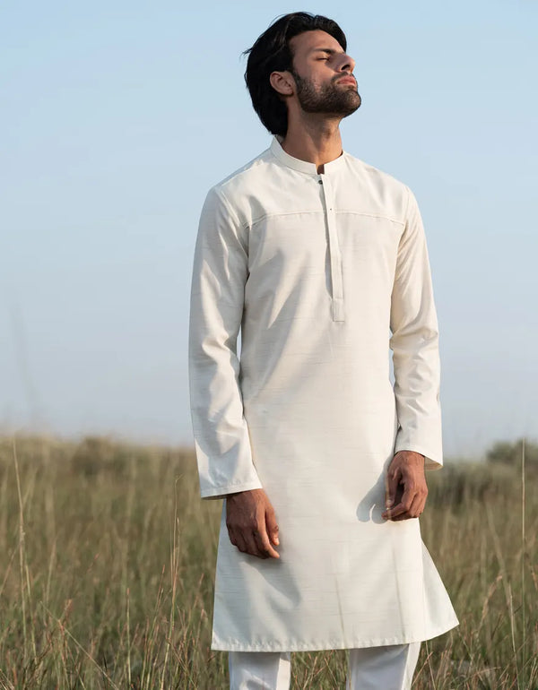 HALF WHITE BLENDED KURTA | JJK-A-33125