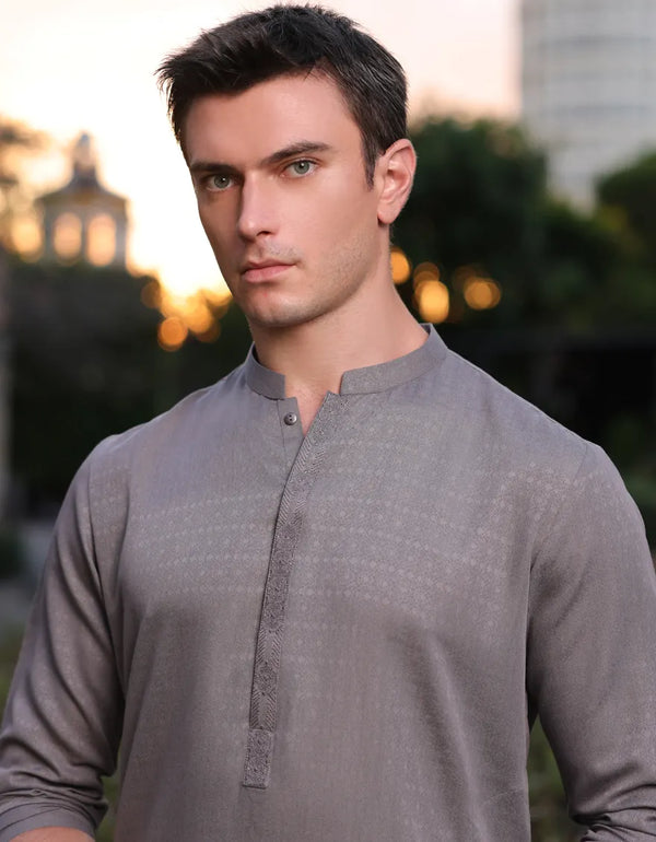 MUD GREY BLENDED KURTA | JJK-A-33149