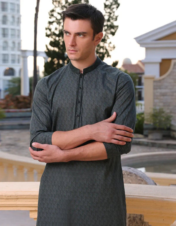 DARK GREEN COTTON KURTA | JJK-S-34779