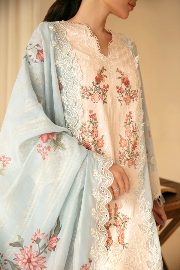 QLINEKARI BY QALAMKAR UN-STICHED 3PC|SQ-15 NEYLAN