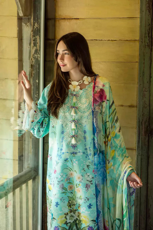 ETHEREAL BLOOM BY ROHEENAZ UN-STITCHED 3PC | Maristela