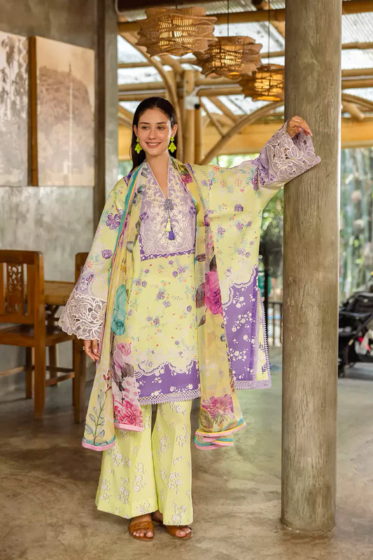 ETHEREAL BLOOM BY ROHEENAZ UN-STITCHED 3PC | Elysse