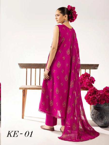 ELEGANCE BY KHOOBSURAT UN-STITCHED 3PC | KE-01