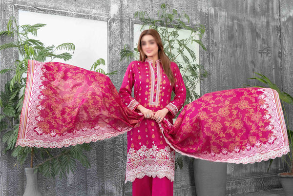 Sameeha Emb Paste Print Cutwork Dupatta By Tawakkal Fab D-1919