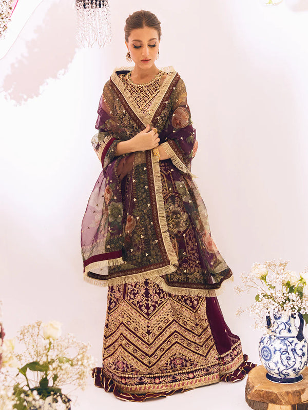 SAWARIYA LUXURY CHIFFON KALIDAAR UN-STITCHED 3PC SUITS BY ROHEENAZ -07
