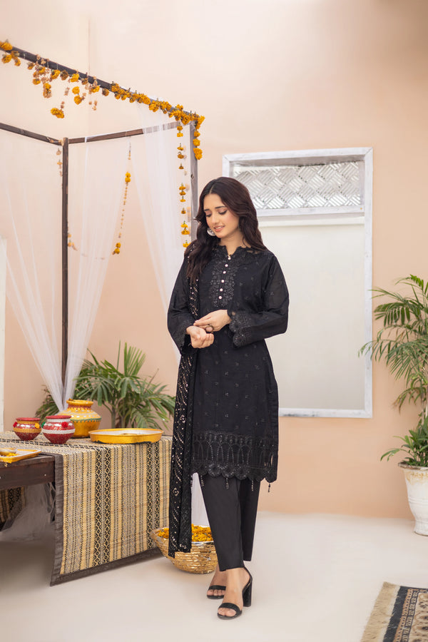 GEORGIA SEMI-STITCHED LAWN BY ZAINAB FAZLANI - QARAAR-BLACK