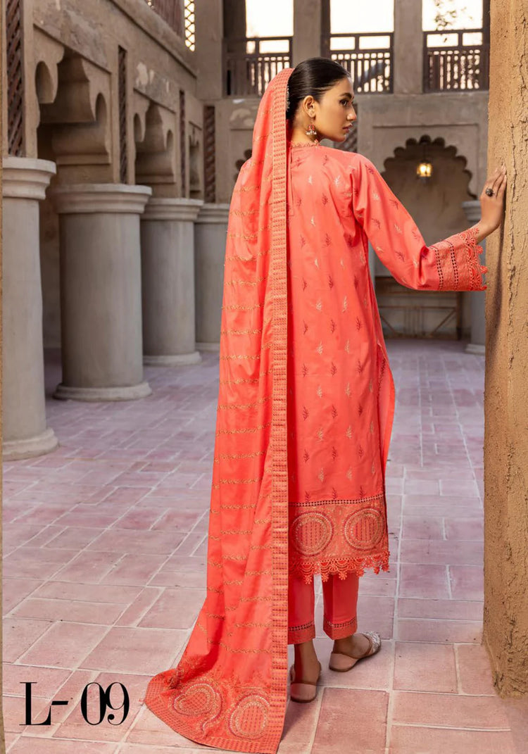 NOOR E CHASHAM BY KHOOBSURAT UN-STICHED 3-PC|L-09