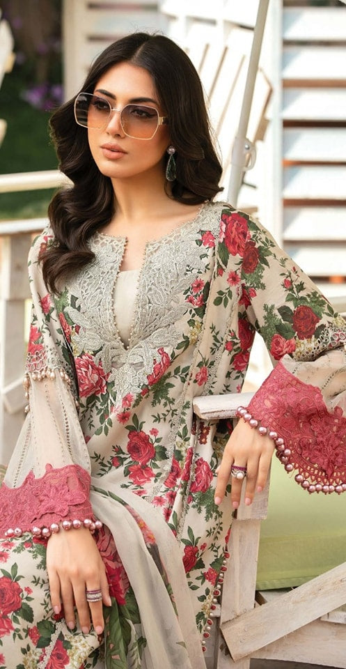 Maria b mprints 3 Piece Unstitched Printed Suit MPT-2204-B